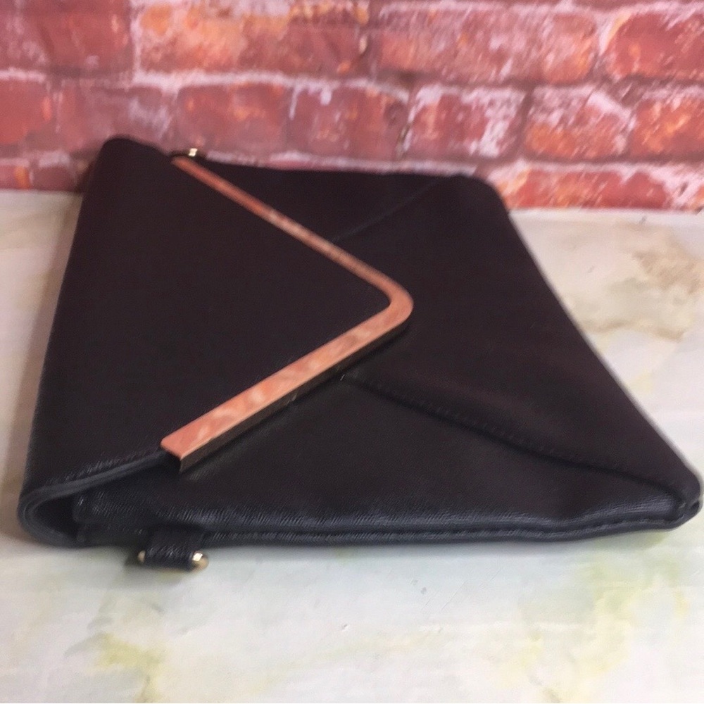 Retro Black Envelop Clutch with Gold Trim - Picture 6 of 8